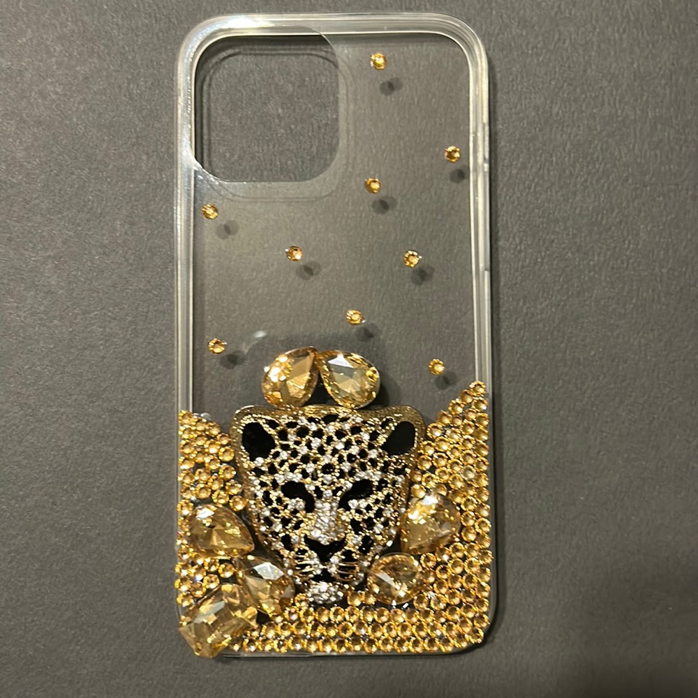 Brand new 3D Leopard with rhinestones phone case for an iPhone 13 Pro Max